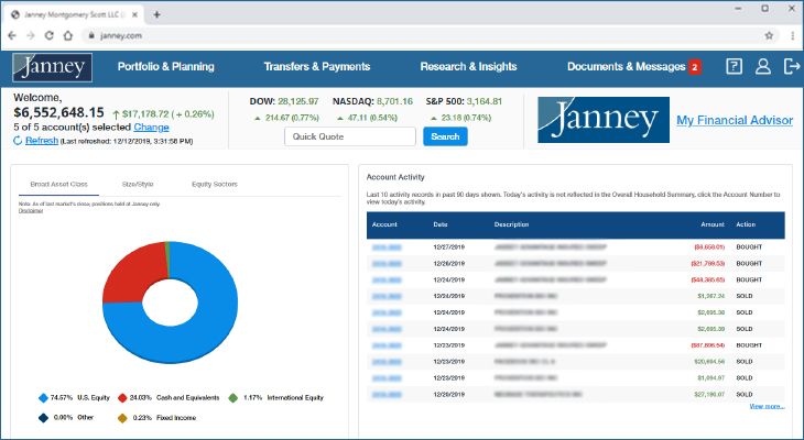 Screenshot of MyJanney