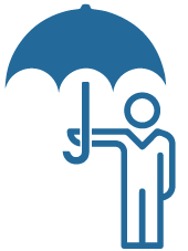 A person holds an umbrella