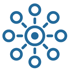 A hub in the middle is connected to circles