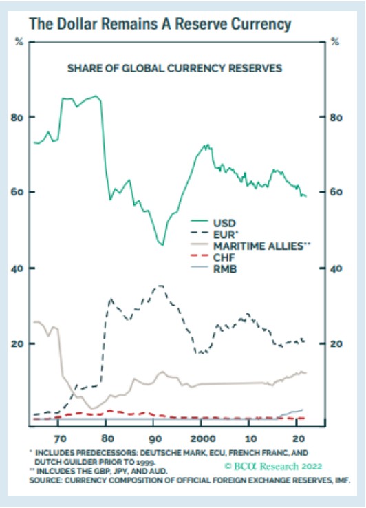 Graph depicting the share of global currency reserves.